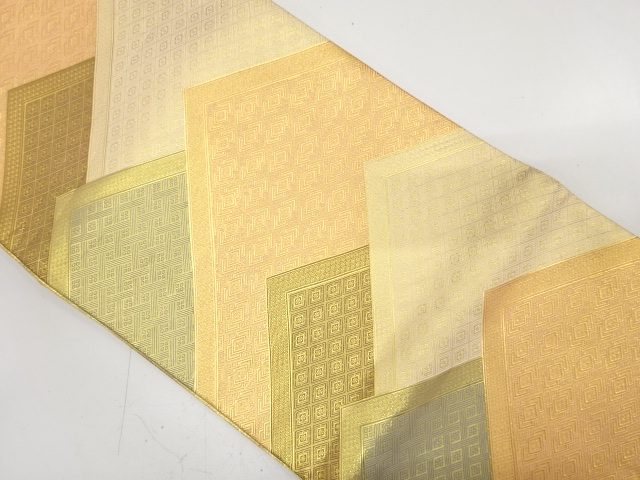 佐賀錦　重ね菱模様織り出し　全通袋帯